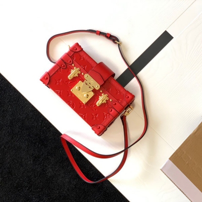 LOUIS VUITTON M40273紅色壓花 PETITE MALLE BOX 盒子斜挎包