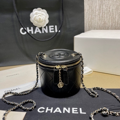 Chanel香奈兒 黑色Mini鏈條化妝包 A82088 太...
