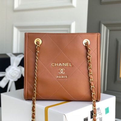 CHANEL香奈兒 22秋冬新品 棕色大菱格小牛皮MINI購...