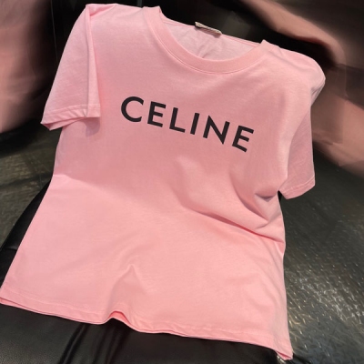 CELINE賽琳 2022早春新款粉色T恤 經典不過時