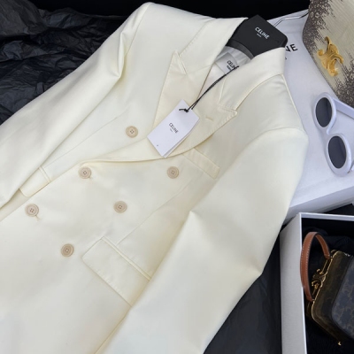 CELINE賽琳 2022ss早春款米白色西裝外套 精緻大牌