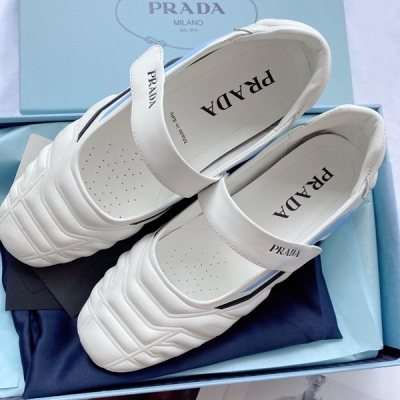 PRADA普拉達 最新款瑪麗珍鞋 立體壓花牛皮