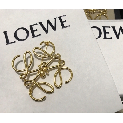 LOEWE羅意威 經典LOGO標誌18k金胸針 金銀兩色