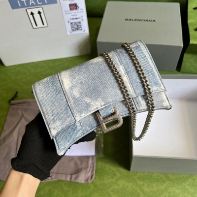 GUCCI古馳 Balenciaga聯名款 經典牛仔塗鴉沙漏包 656050