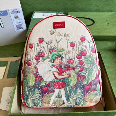 GUCCI古馳 小仙子草莓印花兒童背包 433578