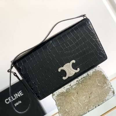 CELINE 冬季新品 TRAPEZE TRIOMPHE 鱷魚紋牛皮肩背包