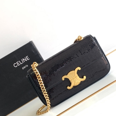 CELINE 2024S TRIOMPHE 全新工藝亮片凱旋門鏈條包