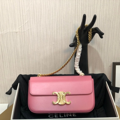 CELINE 2024新品 TRIOMPHE 粉色原廠皮小號...