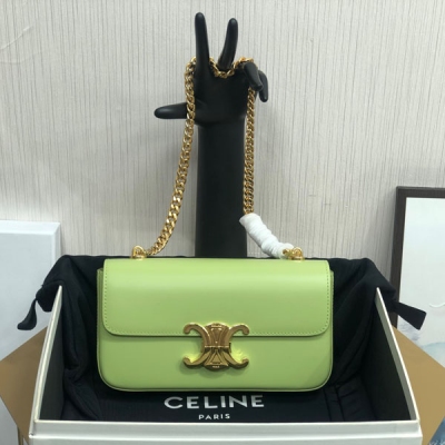 CELINE 2024新品 TRIOMPHE 全皮牛油果綠小...