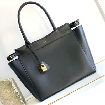 CELINE 2024新品 CABAS 黑色光滑小牛皮中號托特包