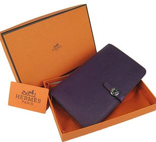 Hermes/愛馬仕護照夾附零錢卡包H001紫色