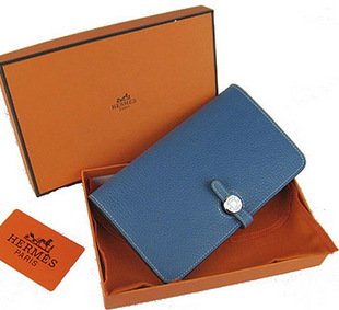 Hermes/愛馬仕護照夾附零錢卡包H001中藍