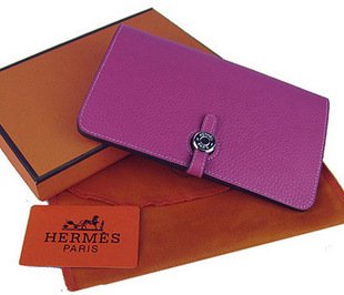 Hermes/愛馬仕護照夾附零錢卡包H001桃紅