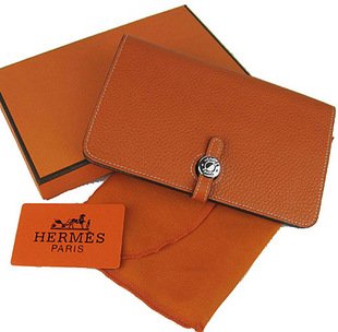 Hermes/愛馬仕護照夾附零錢卡包H001橙色