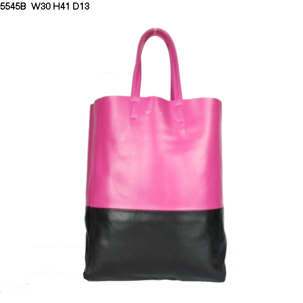 女包 包包新休閑包雙色購物袋包手提單肩包真皮包 5545B-玫紅-克色